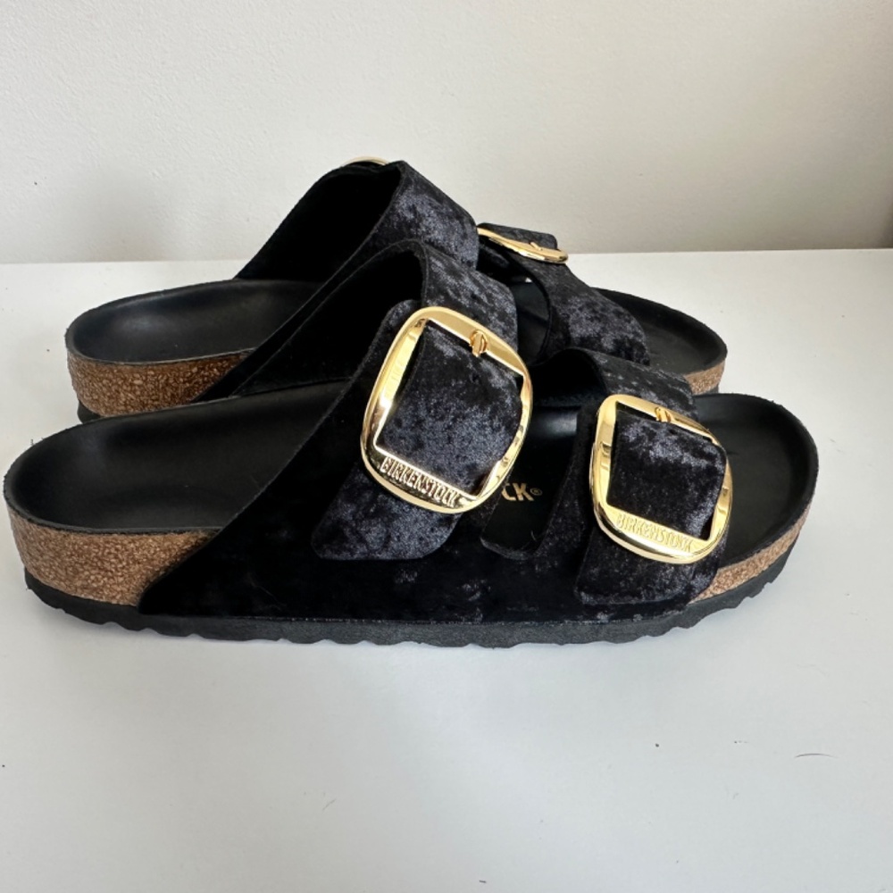 Birkenstock Arizona Big Buckle Velvet Black Size 38